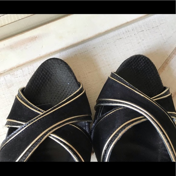 ALEJANDRO INGELMO Rita Heels In Black Suede with Gold accents (size 7.5) - Picture 7 of 10